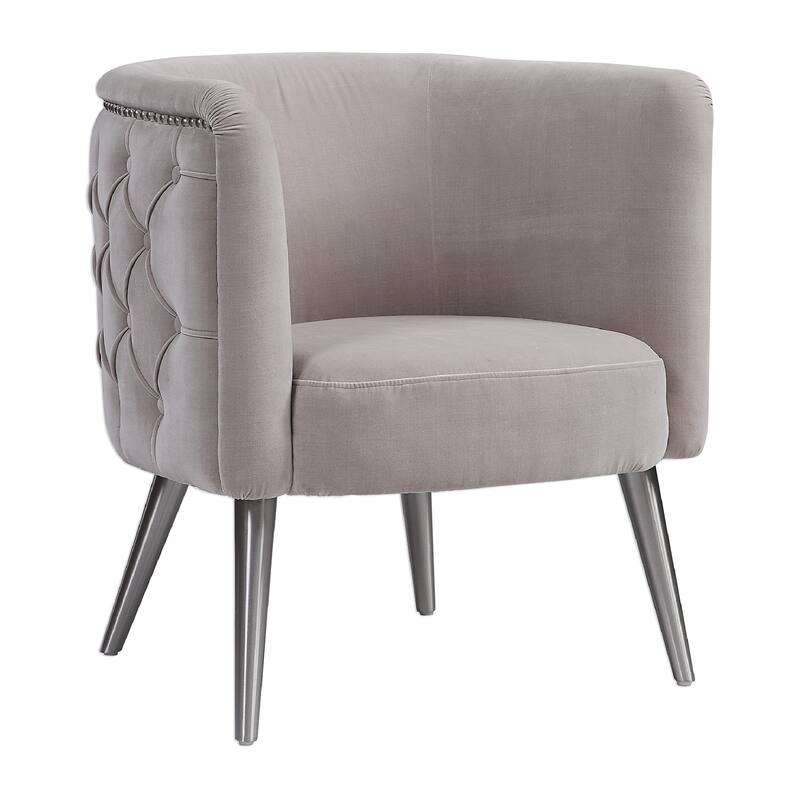 31" Haider Diamond Tufted Half Barrel Accent Chair with Nailhead Trim