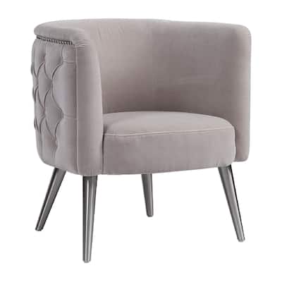 31" Haider Diamond Tufted Half Barrel Accent Chair with Nailhead Trim