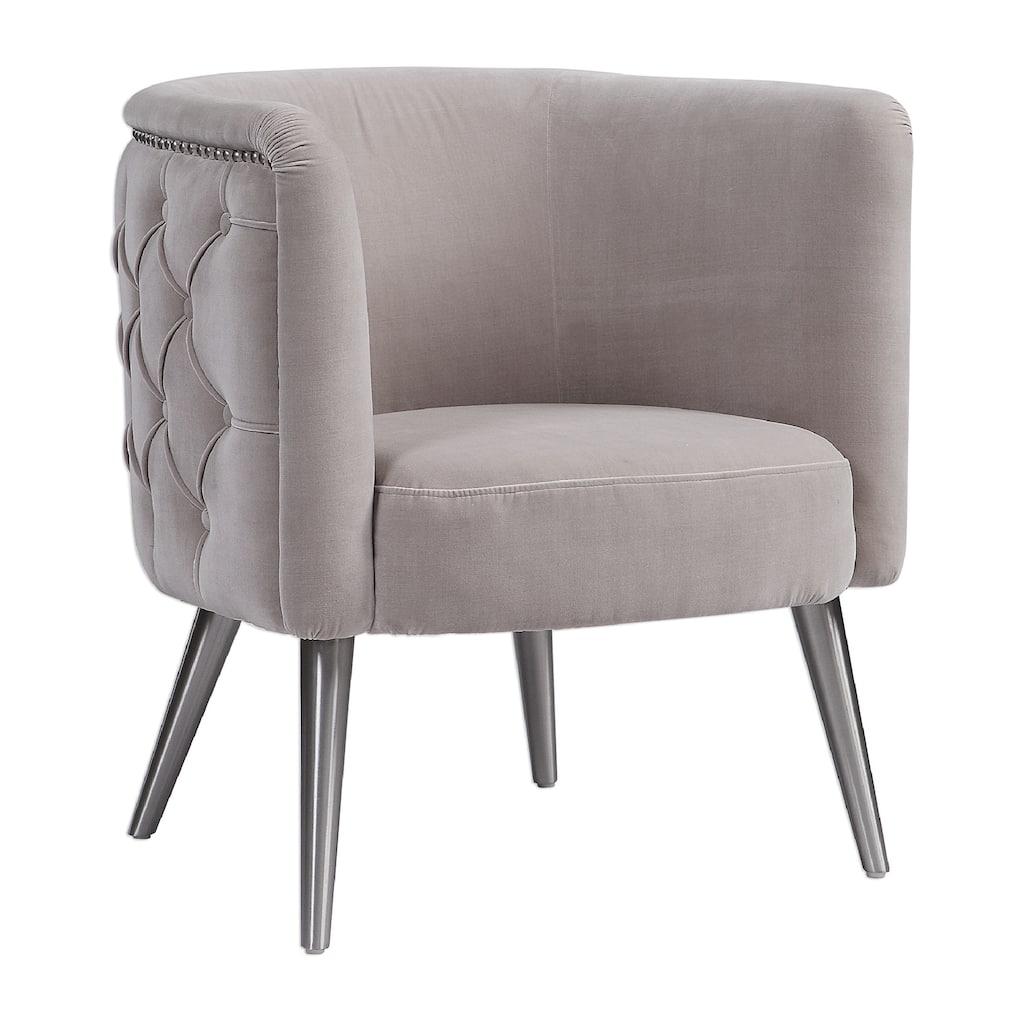 31" Haider Diamond Tufted Half Barrel Accent Chair with Nailhead Trim