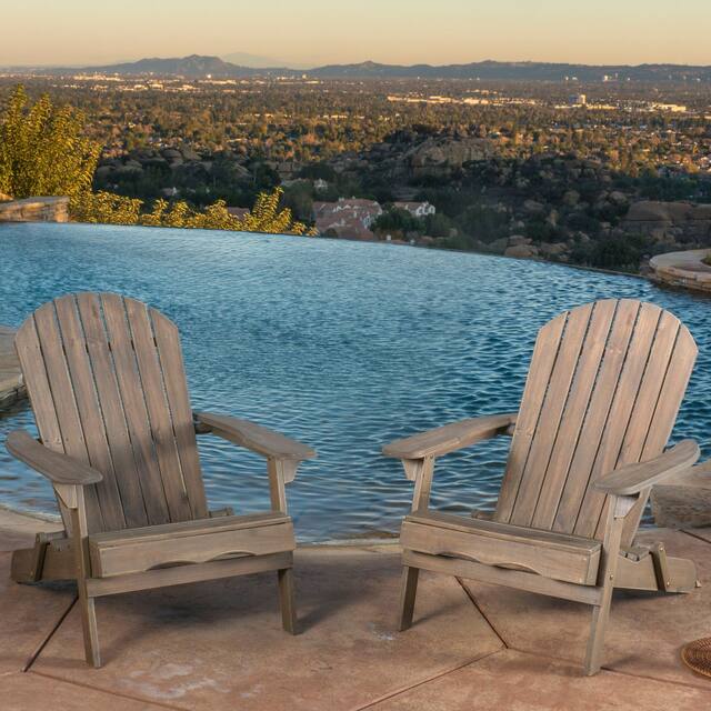 Hanlee Outdoor Rustic Acacia Wood Folding Adirondack Chair (Set of 2) by Christopher Knight Home - Grey