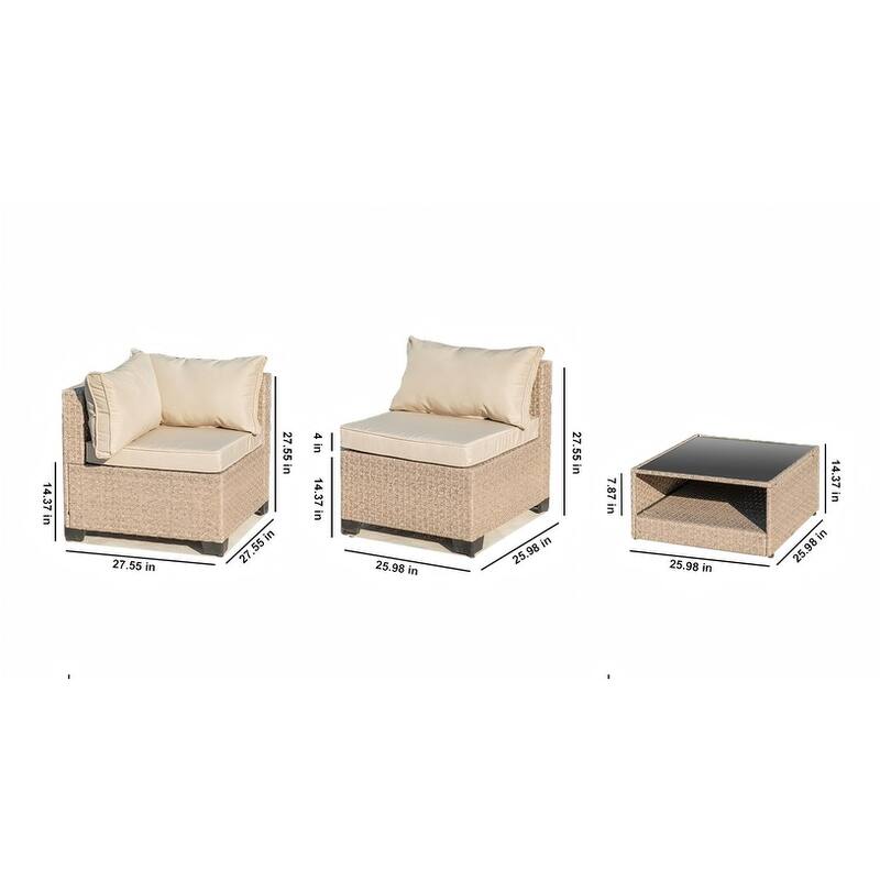5-Piece Outdoor Sectional Wicker Sofa Set with Coffee Table, Modular Design, Water-Resistant Cushions & All-Weather PE Rattan