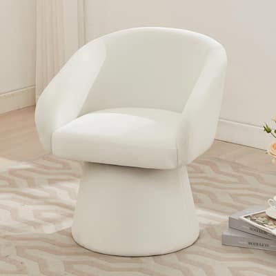 Narrow Upholstered Swivel Chair with Ergonomic Barrel Design, 360掳 Rotation Accent Chair Barrel Chair Sofa Chair