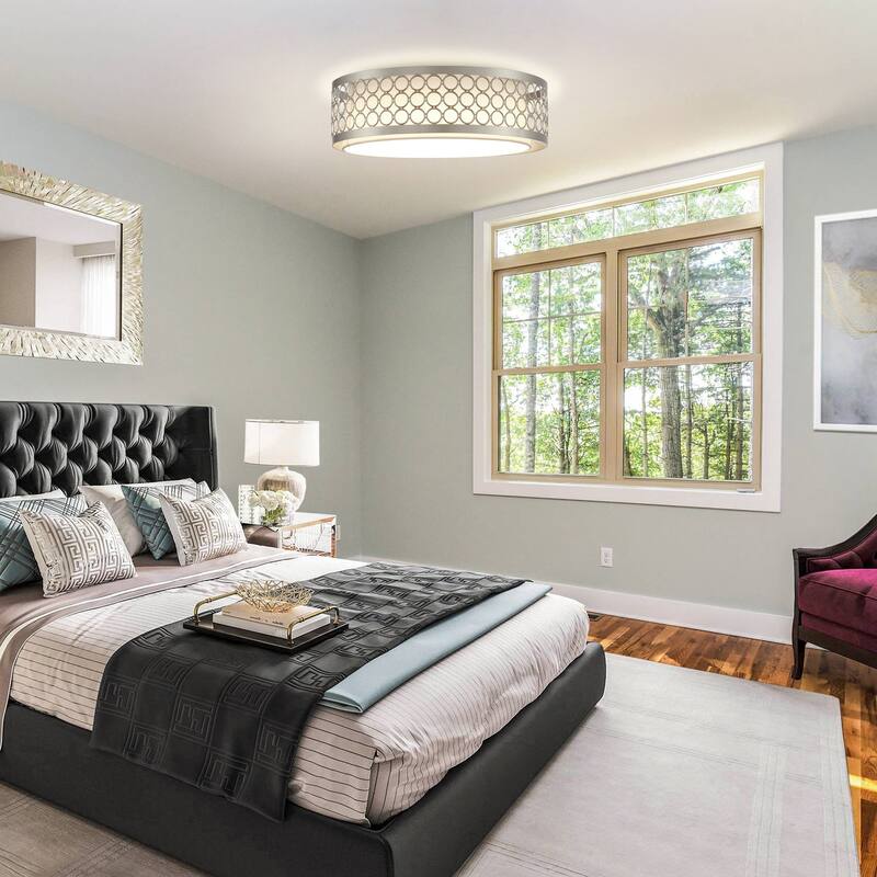 3-Light Gold Modern Drum Flush Mount Ceiling Light