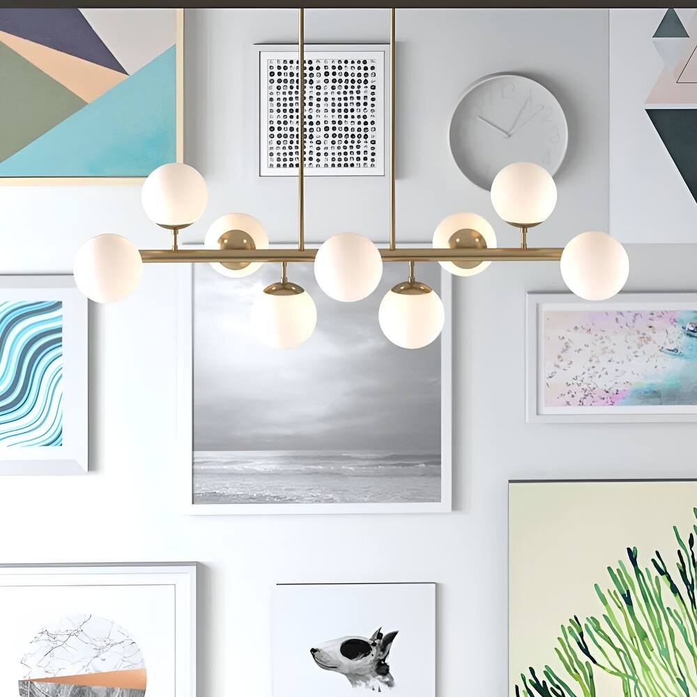 White Sphere Pendant Lighting for Kitchen Island, Futuristic Orb Globes (Black or Gold)