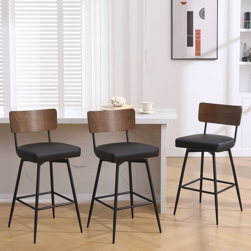 26"/ 29" Faux Leather Swivel Counter/ Bar Stools Set of 2/3