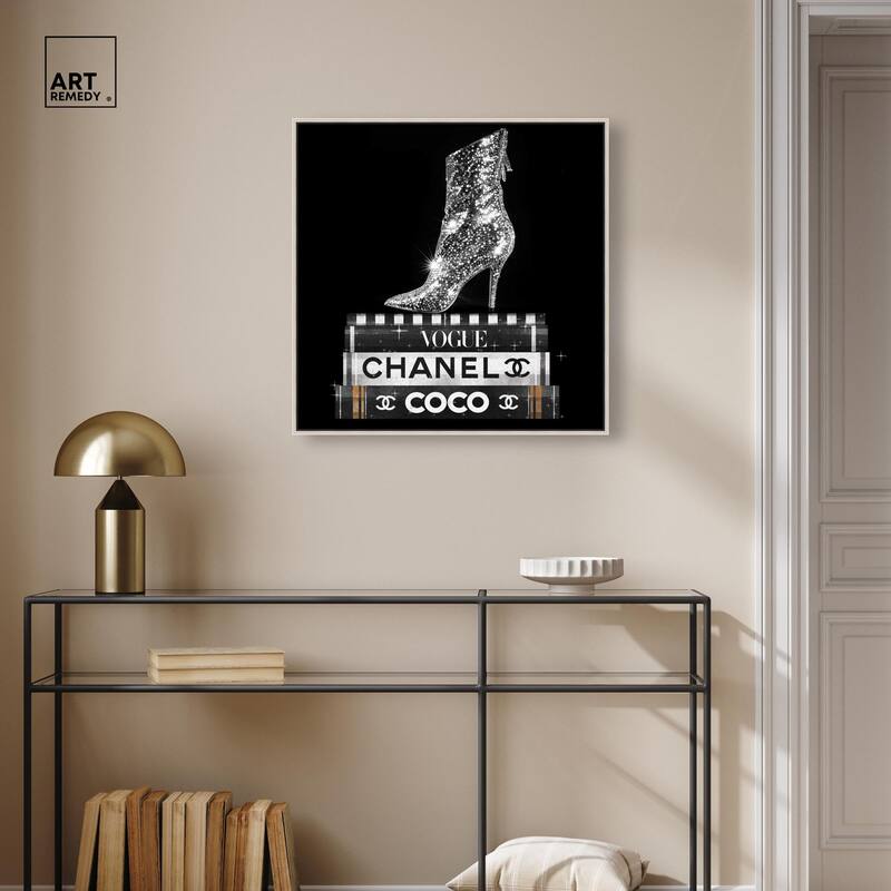 Cosmic Heel Boot and Books Canvas by Art Remedy