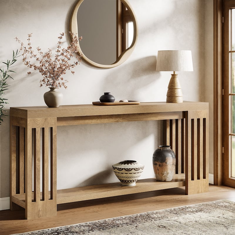 Farmhouse Wood Extra Long Sofa Console Table for Entryway