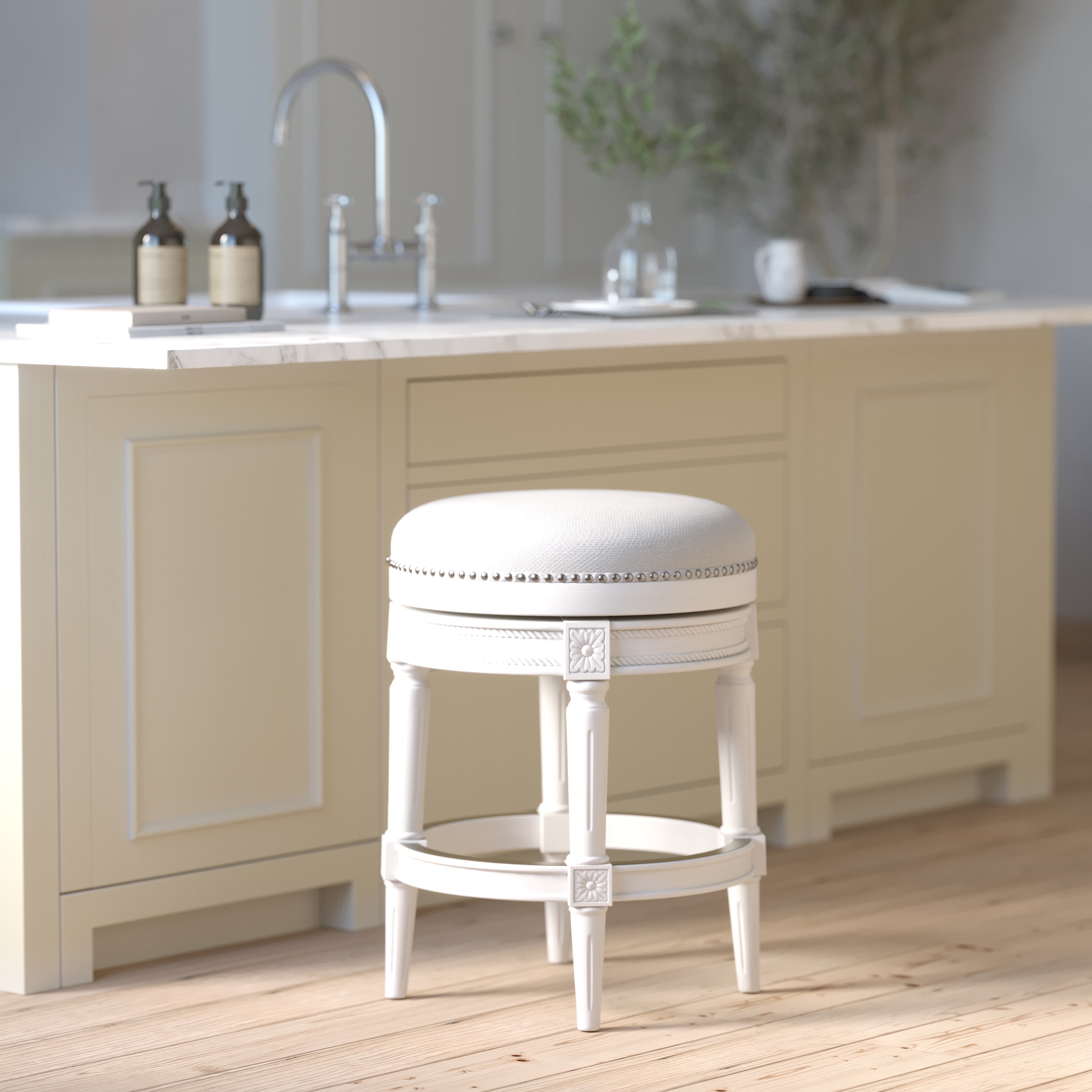 New Ridge Home Goods Chapman Counter-Height Backless Swivel Bar Stool - Counter Height