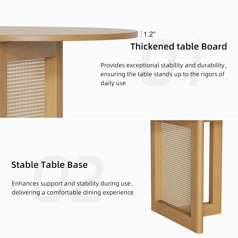 79" Dovelina Oval Dining Table with Rattan Double Pedestal for 8 People