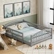 preview thumbnail 58 of 74, Montessori Solid Pine Floor Bed with Full-Length Safety Fence & Slatted Base by Harper&Bright Designs Grey - Full