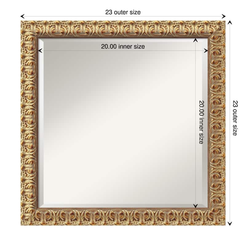 Beveled Wood Wall Mirror - Florentine Gold Frame - Florentine Gold - Mirror Size: 20 x 20