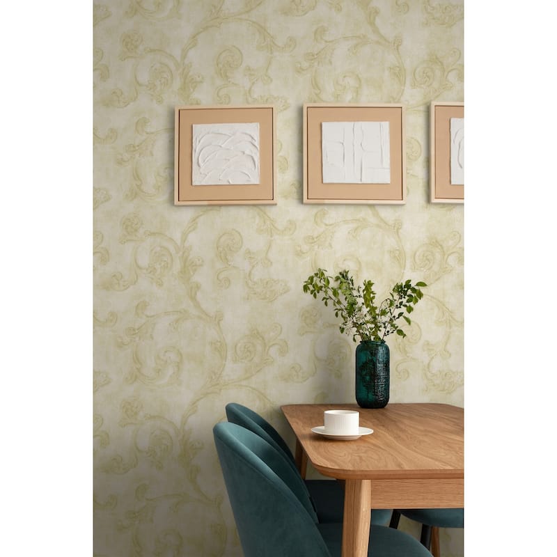 Seabrook Designs Angelina Scroll Trail Unpasted Wallpaper
