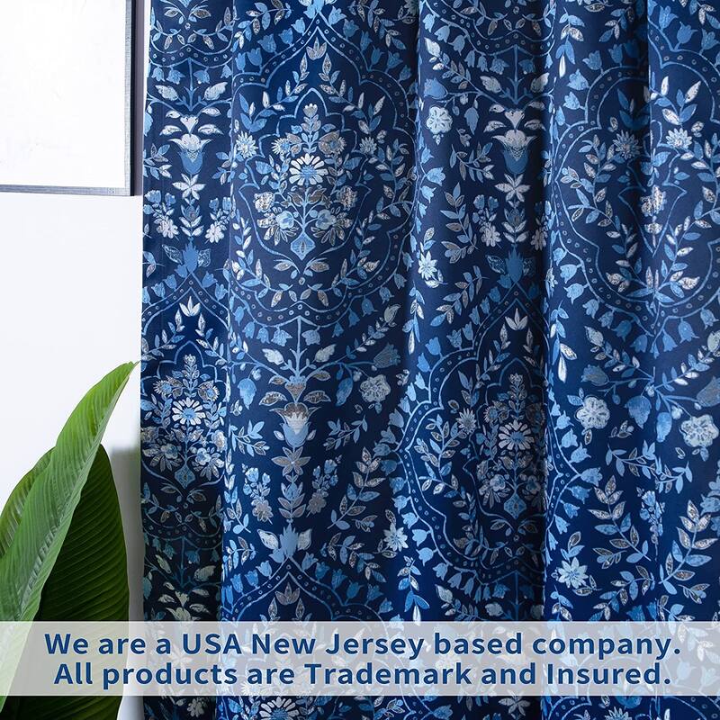 DriftAway Fleur Floral Damask Medallion Printed Pattern Blackout Tie Up Curtain - 45" Width X 63" Length