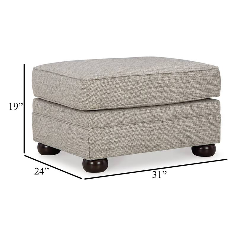 Gael Ottoman, Soft Cushioned Gray Beige Polyester, Dark Brown, 31 Inch