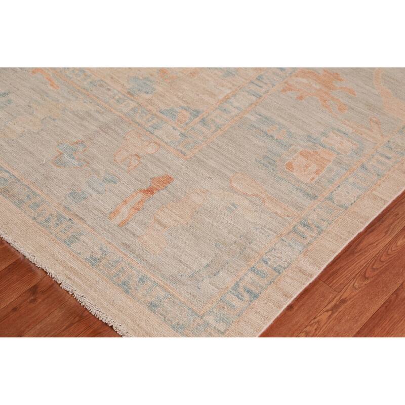 Hand Knotted Oriental 100% Wool Carpet Transitional All-Over Peach Oushak Area Rug - 12' 2'' X 9' 5''