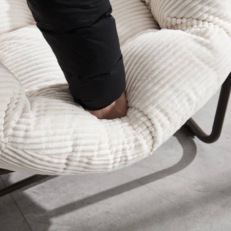 Rocker Recliner Chair Rattan Rocking Chair with Padded Cushion