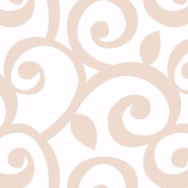 Curling Leaf Liverpool Black and White Vinyl 32.7-foot x 20.5-inch Classic Scroll Wallpaper - Orange