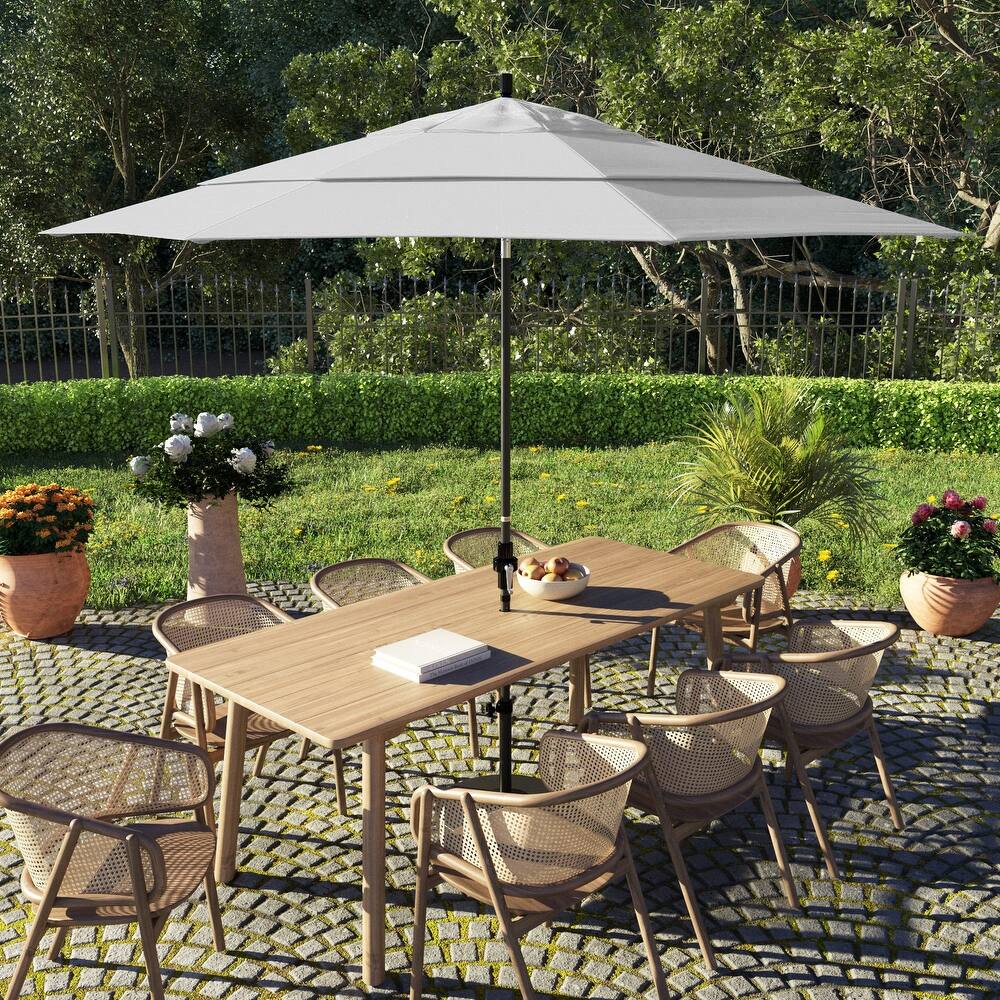 California Umbrella 11' Sun Master Patio Umbrella Black Aluminum Pole Fiberglass Ribs Crank Lift Tilt Pacifica Pacific Blue