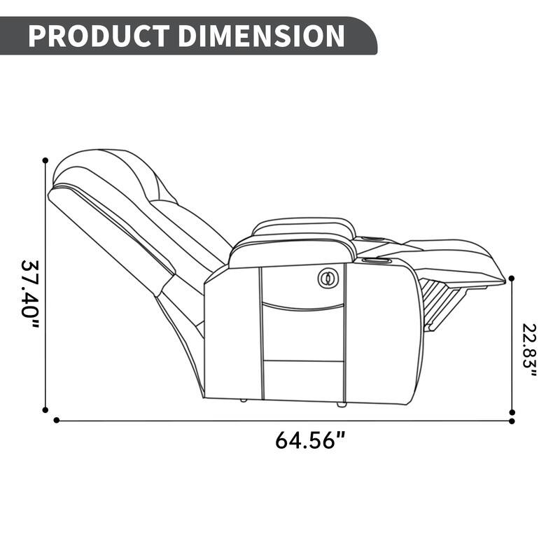 PU Infinite Position Power Lift Recliner with Massage, Heat & USB Charging - 350 LB Capacity