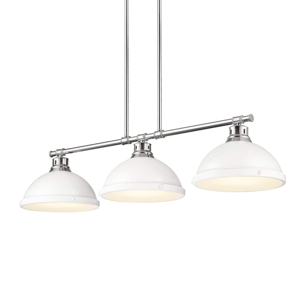 Yep by Golden Lighting Duncan 3-light Island Light in Chrome and Matte White shade