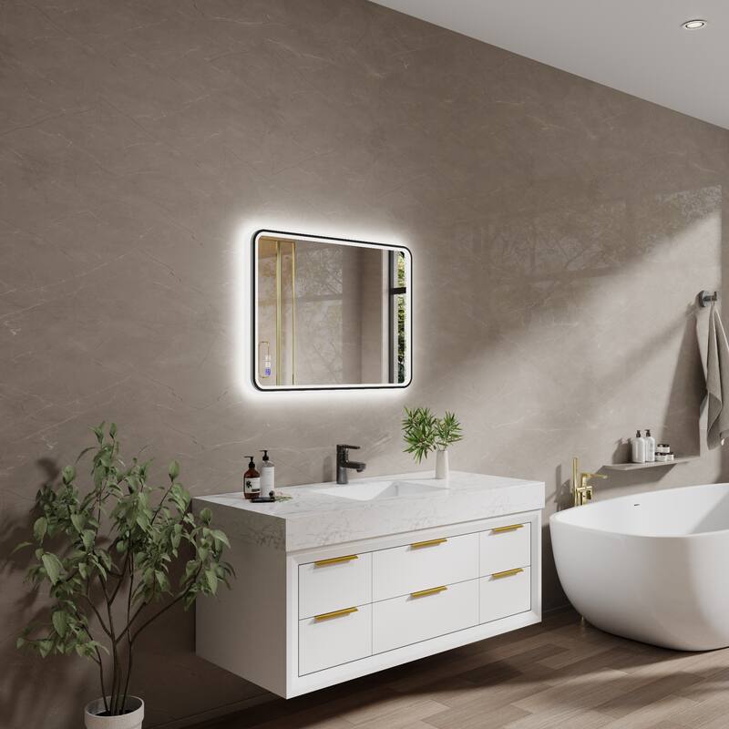 ExBrite Bathroom LED Mirror with Defog, Stepless Dimming