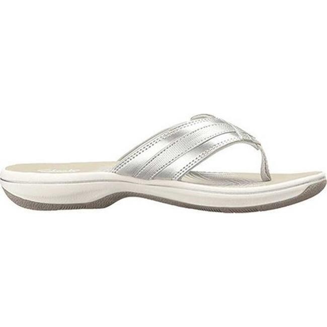 clarks flip flops silver