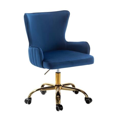 Porthos Home Daria Velvet Wingback Office Chair with Gold Chrome Base