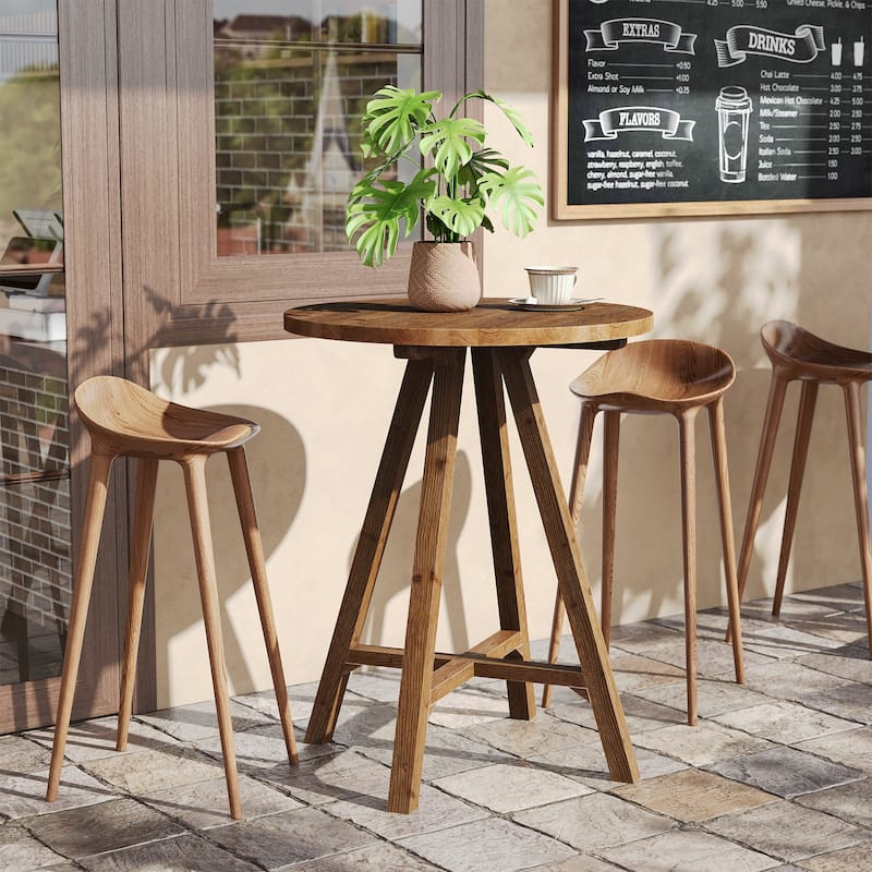 Solid Wood Bar Table, 31.5" Round Pub Bistro Table
