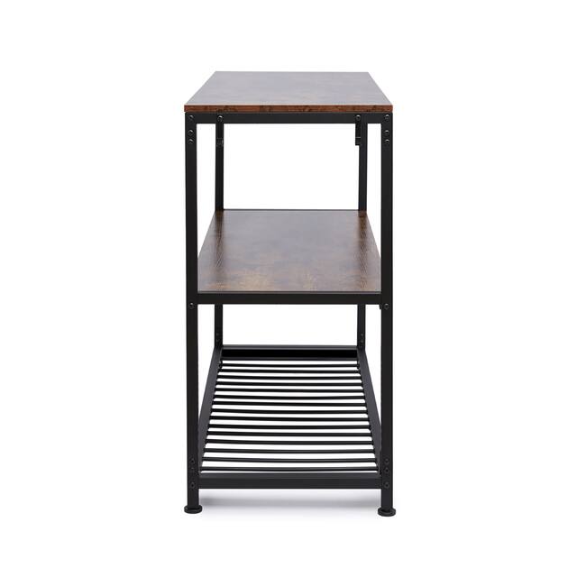 Multifunction Kitchen Island with Undershelves and Side Hooks