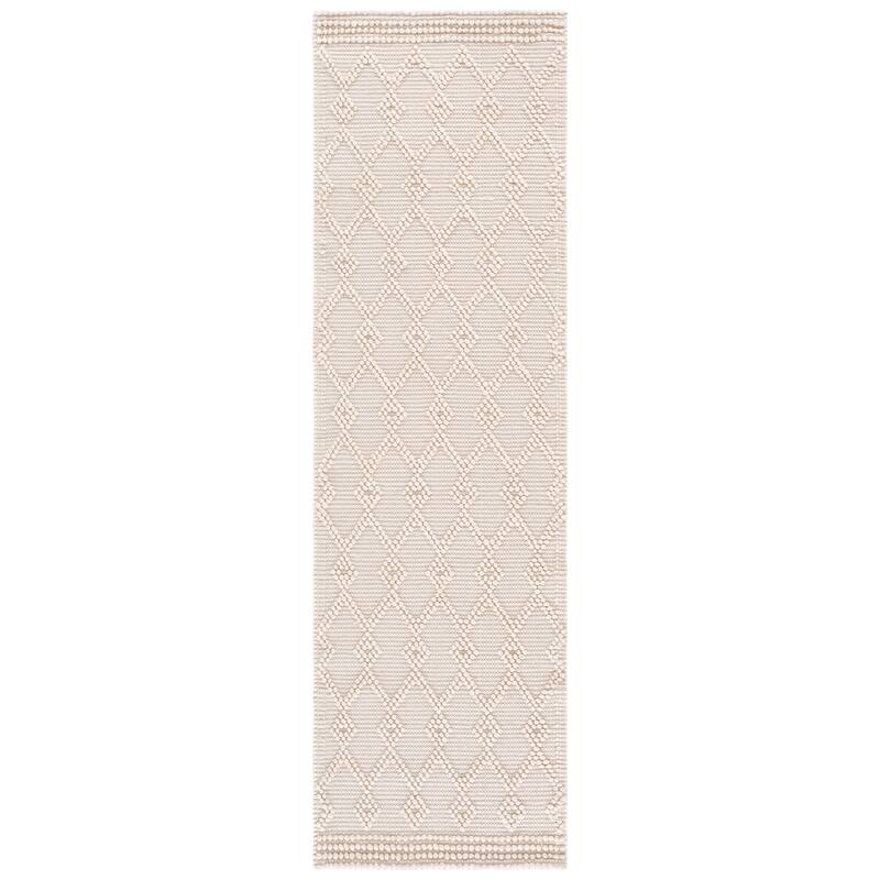 SAFAVIEH Handmade Natura Maddy Raised Textured Wool Blend Rug - 2'3" x 8' Runner - Ivory