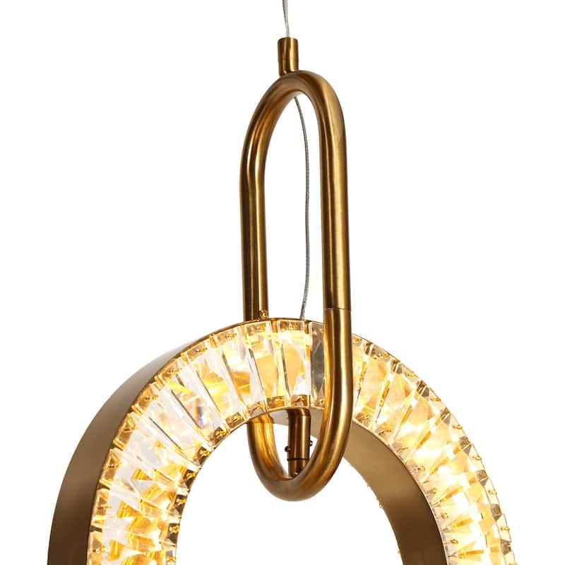 Modern Gold LED 3-Light Crystal Chandelier Cluster Pendant Lights for Kitchen Island