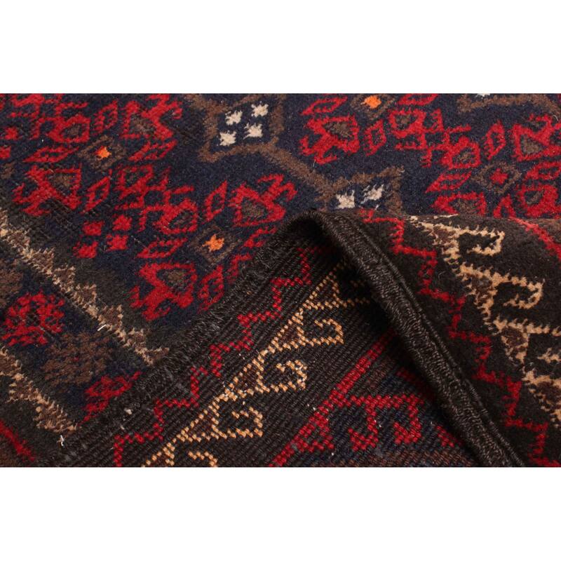 ECARPETGALLERY Hand-knotted Baluch Dark Navy Wool Rug - 3'3 x 6'5