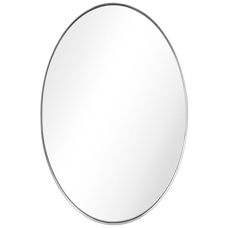 Ultra Stainless Steel Oval Wall Mirror- 24"x36" - 24" x 36" - Brushed Silver