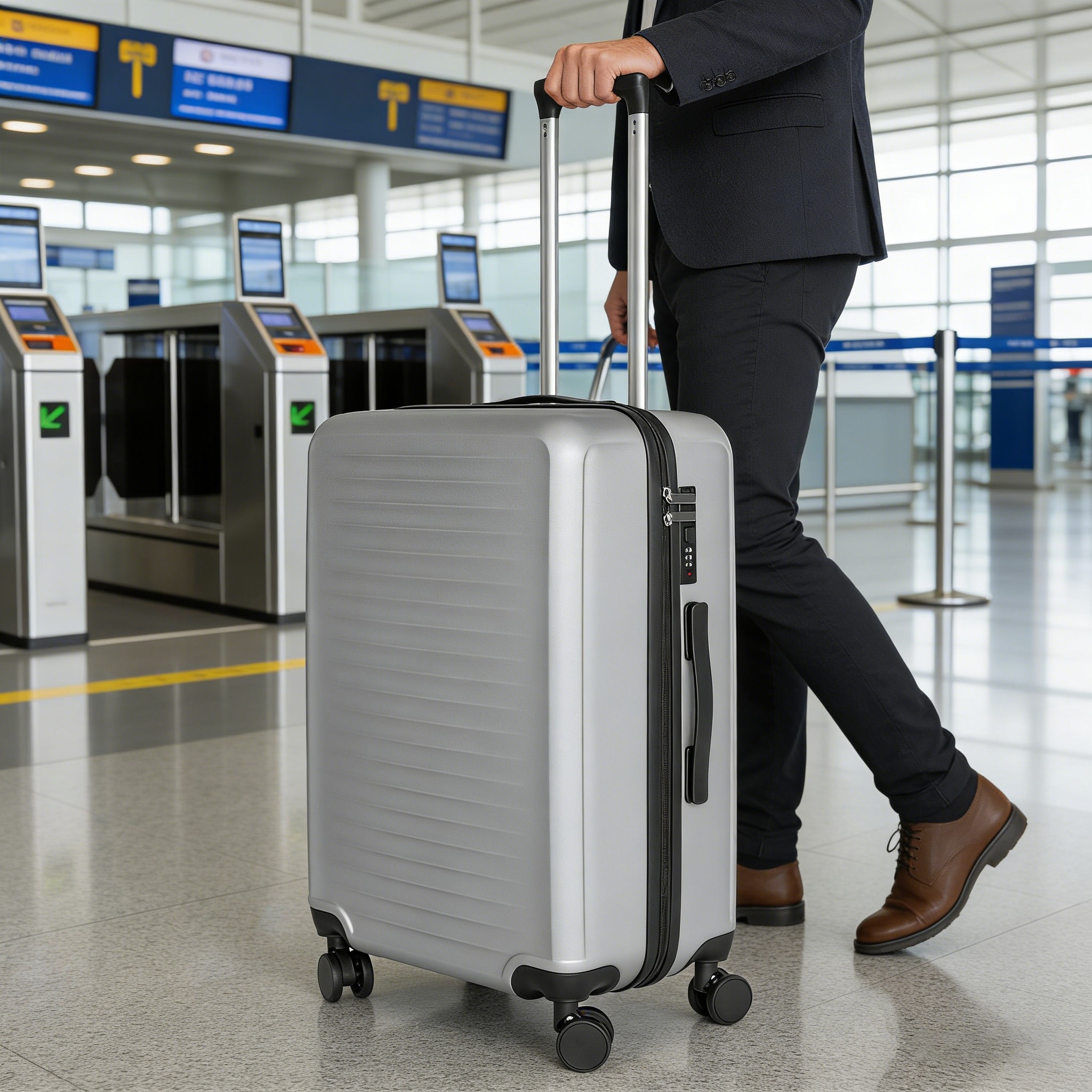 Silver Suitcase Lightweight Spinner Travel Luggage