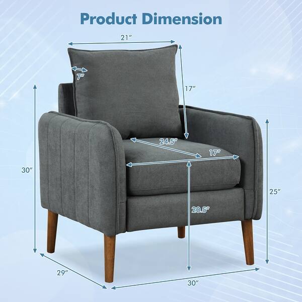 Gymax 2PCS Modern Accent Chair Upholstered Mid-Century Armchair w/