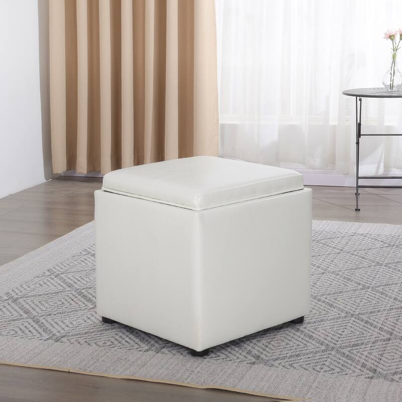 Adeco Storage Ottoman With Tray