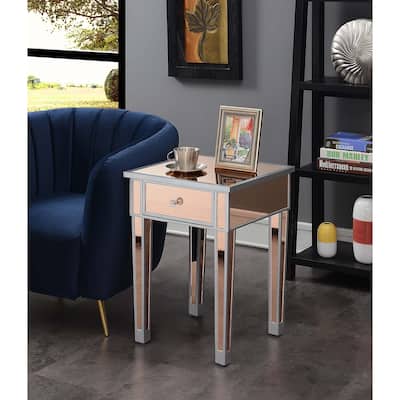 Silver Orchid Talmadge Mirrored End Table with Drawer