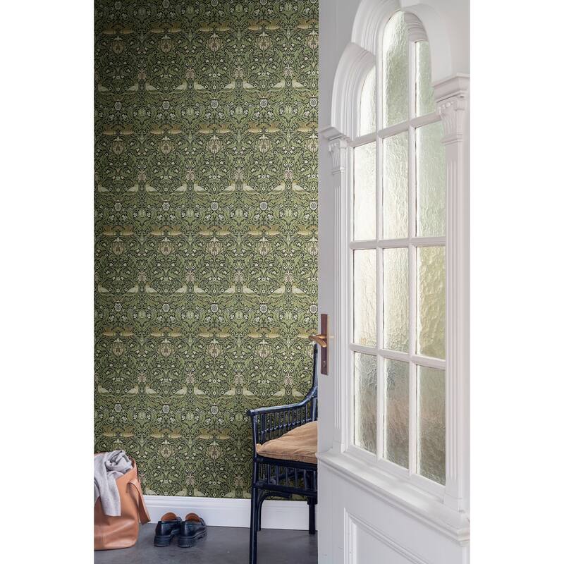 Bird Green Floral Thicket Wallpaper