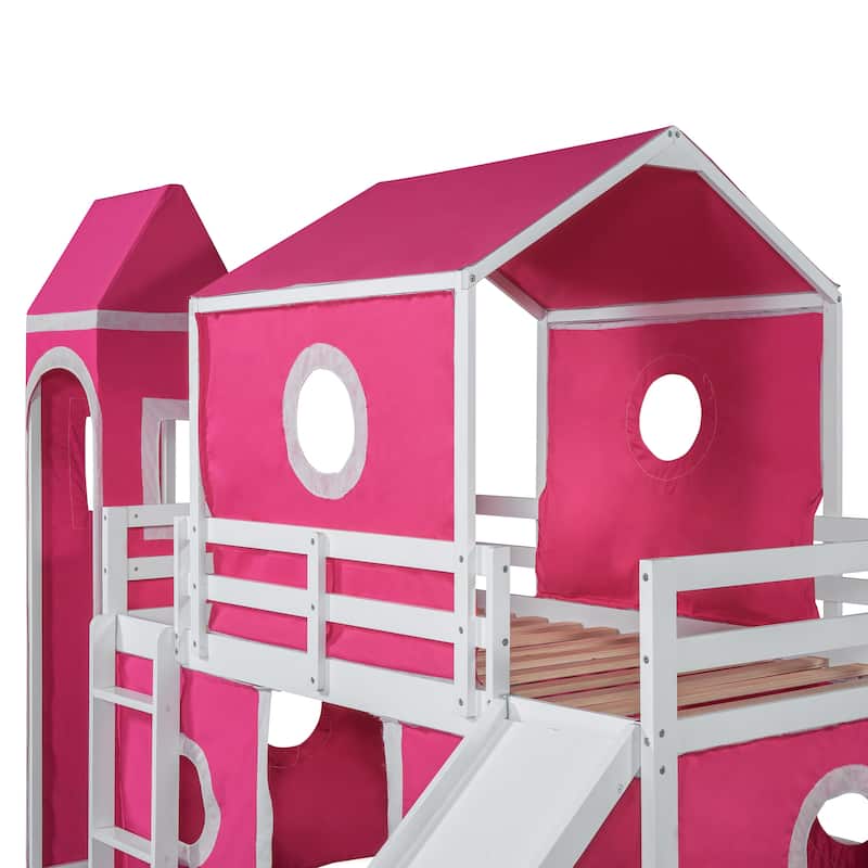 Loft Bed with Slide Tent and Tower