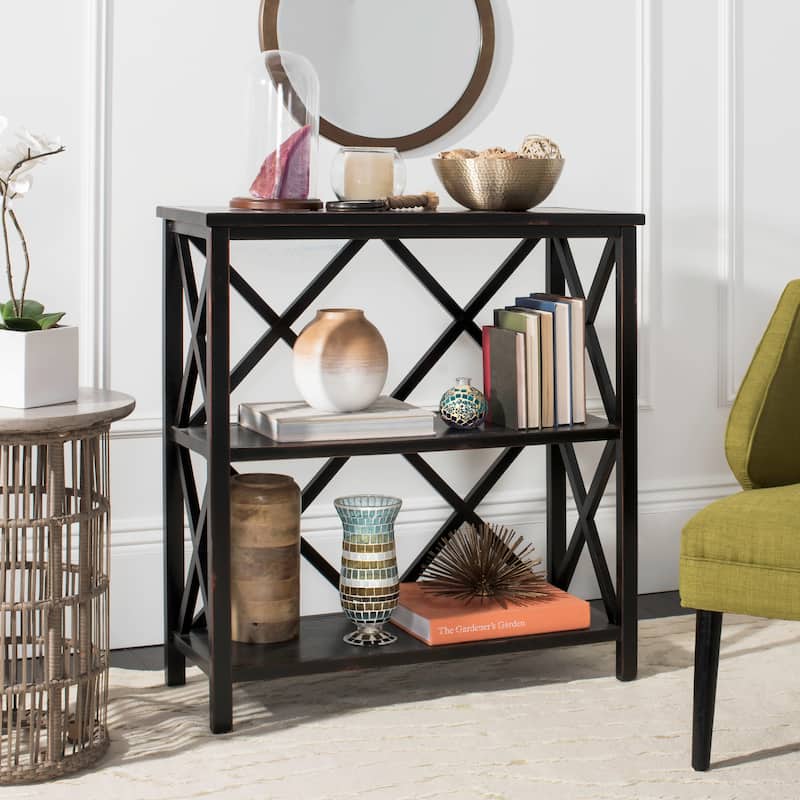 SAFAVIEH Janette Distressed Black Etagere - 33.5" x 13.5" x 35.6" - 34Wx14Dx36H