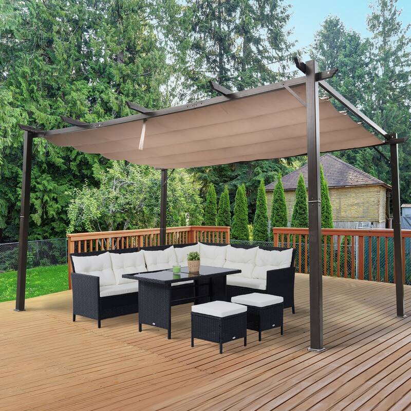 Outsunny Outdoor Pergola Aluminum Gazebo - Brown