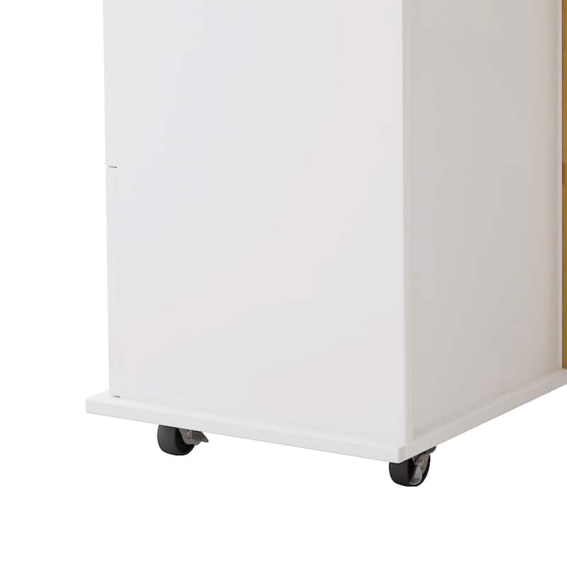 Kitchen Island Cart with Storage Cabinet and 3 Drawers, Rolling Utility Cart with Spice Rack, Towel Rack, Drop Leaf