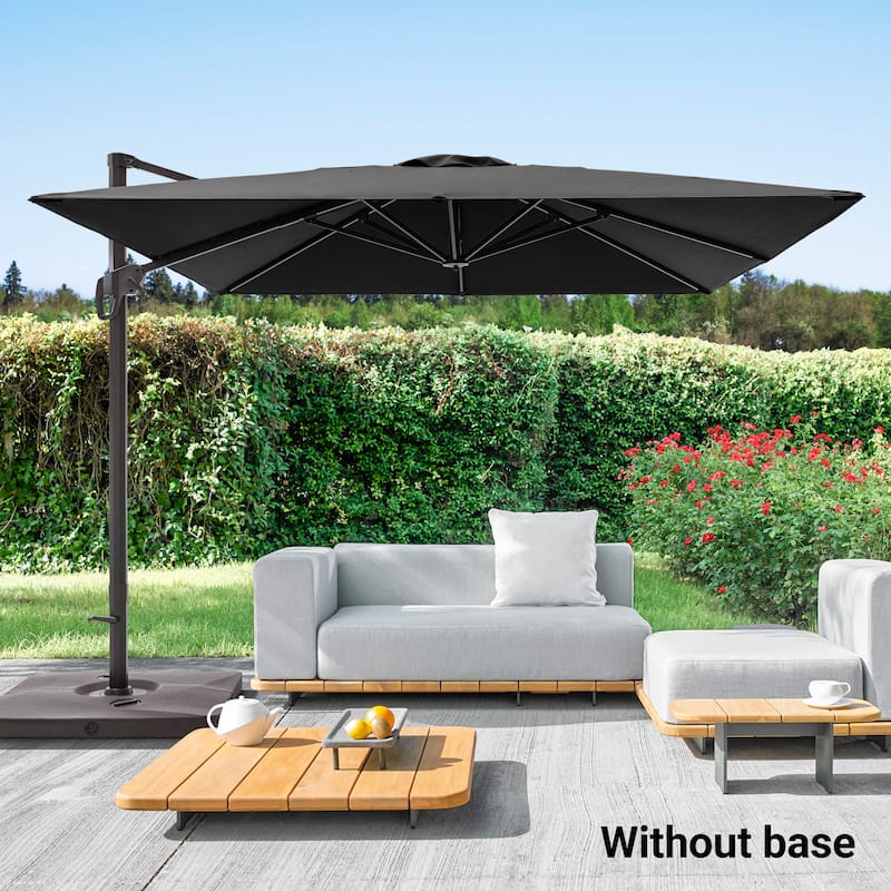 BONOSUKI 10x10FT Cantilever Patio Umbrella Infinite Angle Adjustment - Black