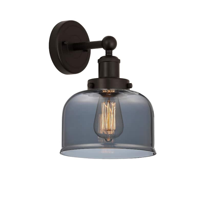 Innovations Lighting 616-1W-10-7-L Bell Sconce Bell 10" Tall Wall - Oil Rubbed Bronze / Plated Smoke