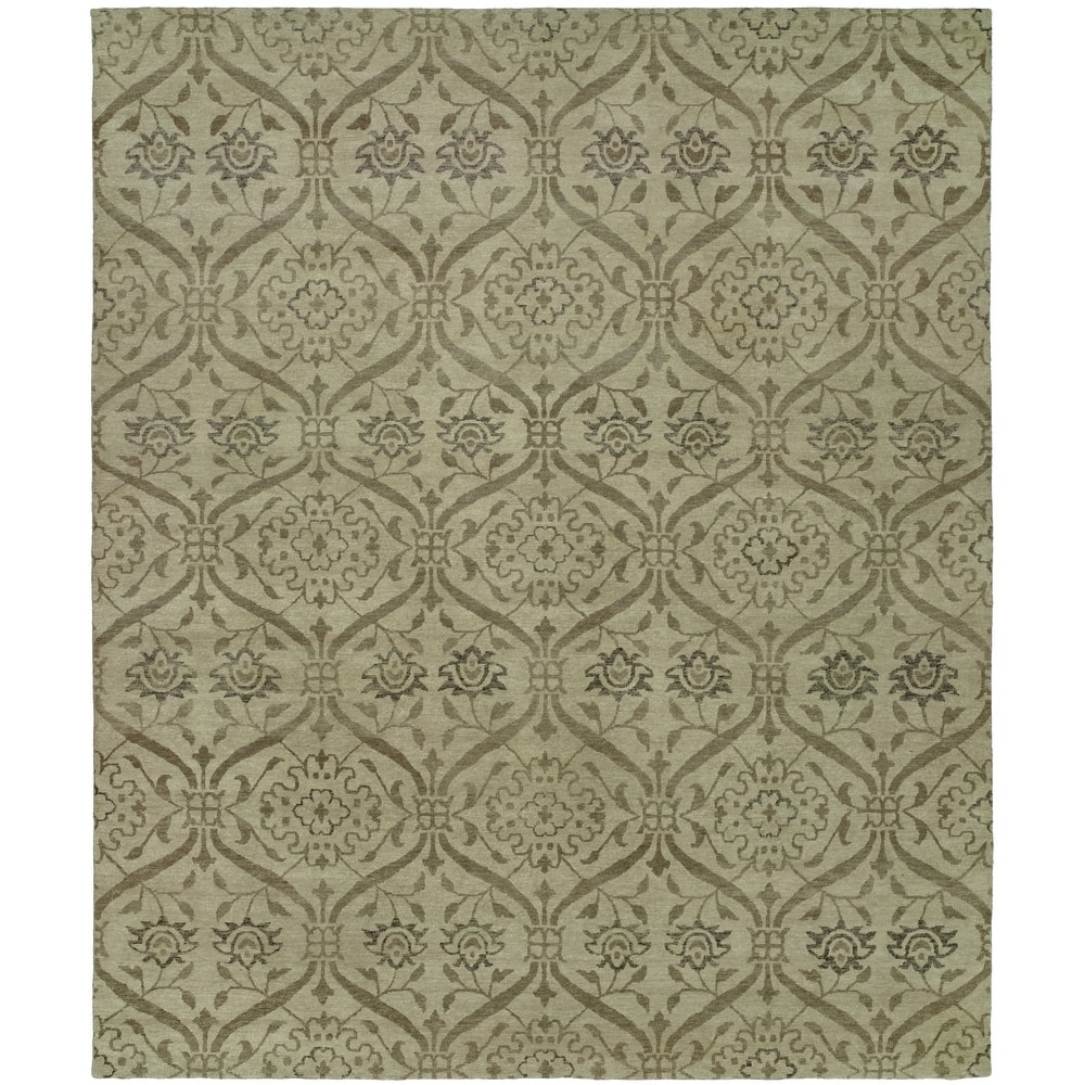 Transitional Grey Hand-Knotted Wool Area Rug