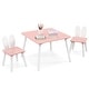 preview thumbnail 1 of 8, Gymax 3 Pieces Kids Table & Chairs Set Children Wooden Furniture Set Pink