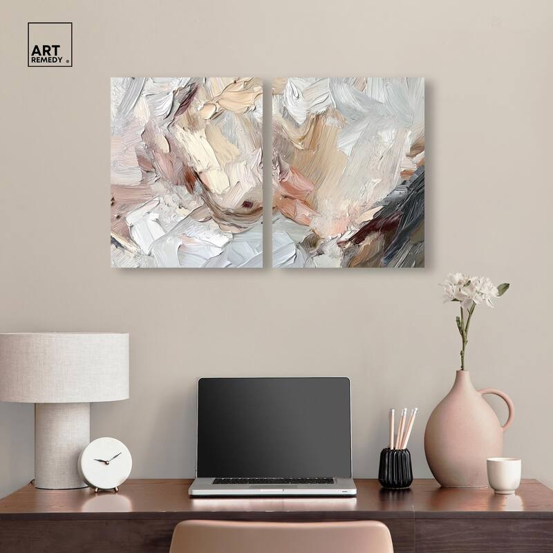 Running Horse Neutral I Canvas Set of 2 by Art Remedy, Gallery Wrapped