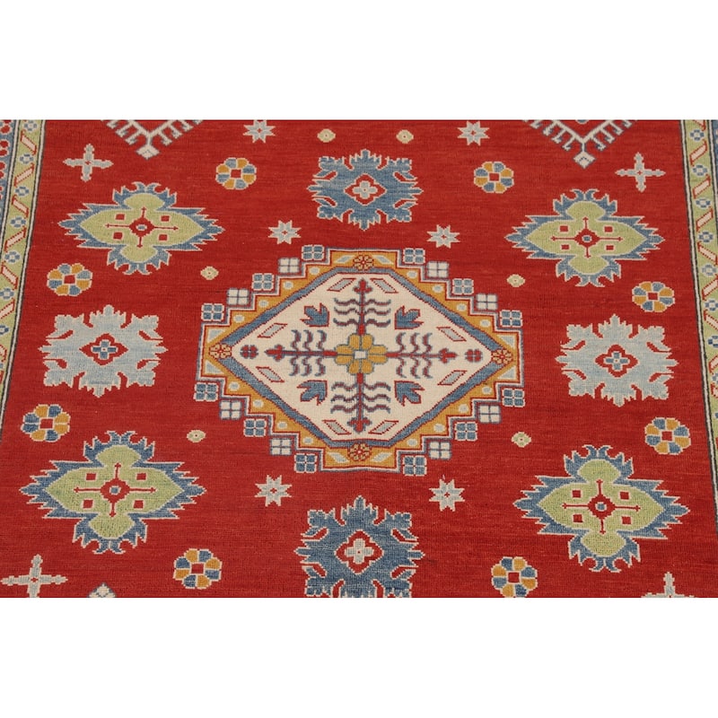 Geometric Red Kazak Oriental Area Rug Handmade Wool Carpet - 6'8" x 9'9"