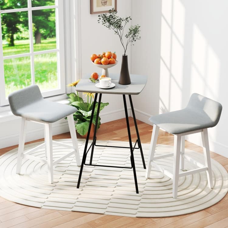 24'' Counter Height Bar Stools Faux Linen Upholstered Chairs with Low Back - 20" x 16.5" x 29" (L x W x H)