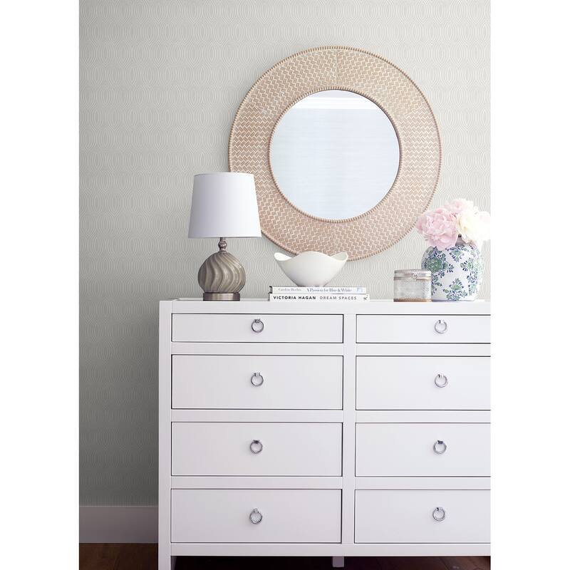 A-Street Prints Rino Silver Ogee Wallpaper